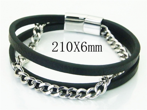 BC Jewelry Wholesale Leather Bracelet Stainless Steel Bracelet Jewelry NO.#BC23B0235HIQ