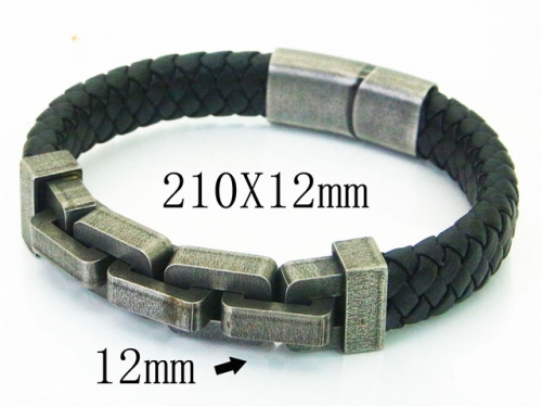 BC Jewelry Wholesale Leather Bracelet Stainless Steel Bracelet Jewelry NO.#BC23B0221IKG