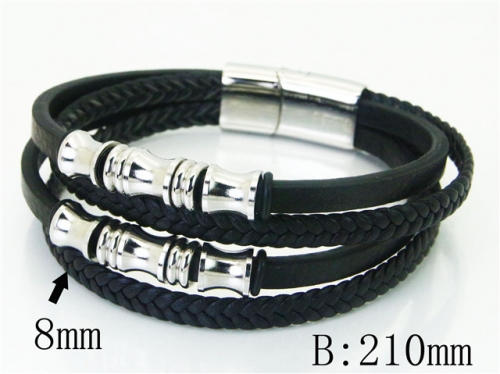 BC Jewelry Wholesale Leather Bracelet Stainless Steel Bracelet Jewelry NO.#BC23B0244HLQ