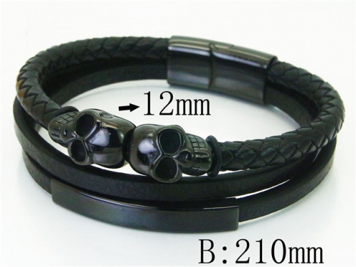 BC Jewelry Wholesale Leather Bracelet Stainless Steel Bracelet Jewelry NO.#BC23B0248HOD
