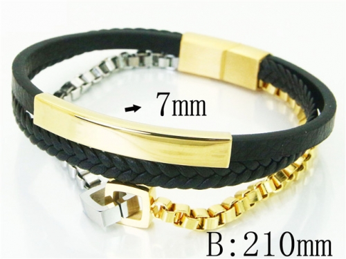 BC Jewelry Wholesale Leather Bracelet Stainless Steel Bracelet Jewelry NO.#BC23B0239HNS