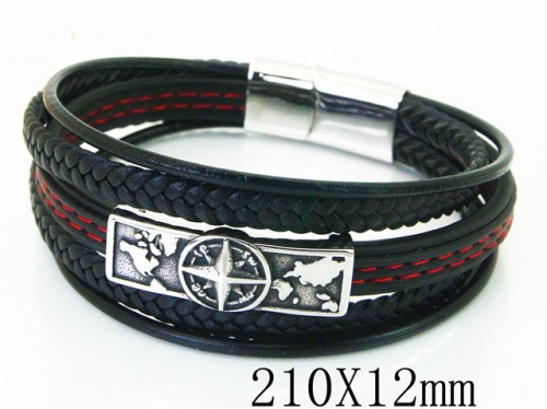 BC Jewelry Wholesale Leather Bracelet Stainless Steel Bracelet Jewelry NO.#BC23B0252HME