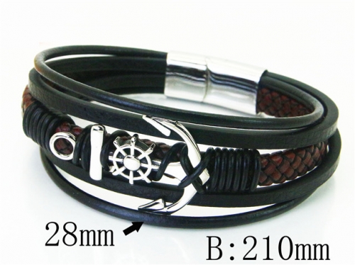 BC Jewelry Wholesale Leather Bracelet Stainless Steel Bracelet Jewelry NO.#BC23B0253HNT