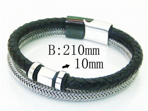 BC Jewelry Wholesale Leather Bracelet Stainless Steel Bracelet Jewelry NO.#BC23B0251HNF