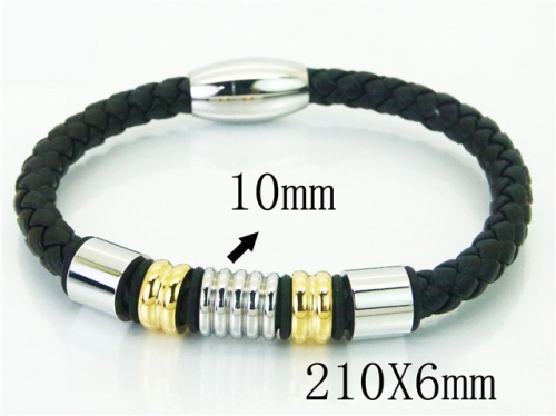 BC Jewelry Wholesale Leather Bracelet Stainless Steel Bracelet Jewelry NO.#BC23B0216HLF