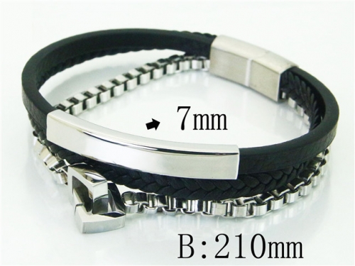 BC Jewelry Wholesale Leather Bracelet Stainless Steel Bracelet Jewelry NO.#BC23B0238HLW