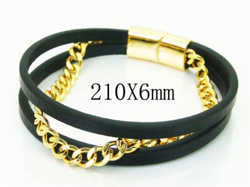 BC Jewelry Wholesale Leather Bracelet Stainless Steel Bracelet Jewelry NO.#BC23B0236HKF