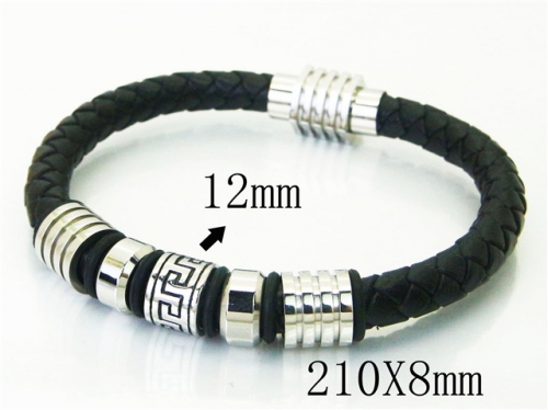 BC Jewelry Wholesale Leather Bracelet Stainless Steel Bracelet Jewelry NO.#BC23B0215HLW