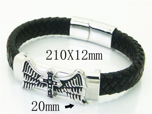BC Jewelry Wholesale Leather Bracelet Stainless Steel Bracelet Jewelry NO.#BC23B0229HKR