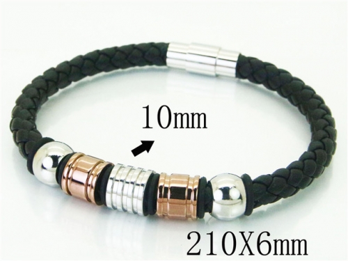 BC Jewelry Wholesale Leather Bracelet Stainless Steel Bracelet Jewelry NO.#BC23B0218HLE