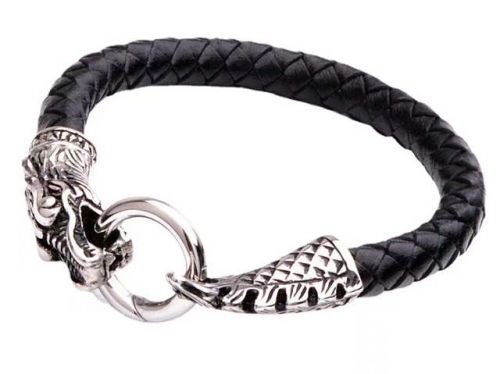 BC Jewelry Wholesale Leather Bracelet Stainless Steel And Leather Bracelet Jewelry NO.#SJ54B0124