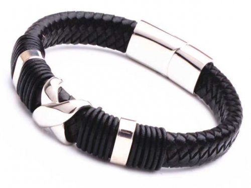 BC Jewelry Wholesale Leather Bracelet Stainless Steel And Leather Bracelet Jewelry NO.#SJ54B0223