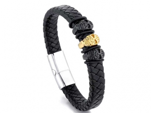 BC Jewelry Wholesale Leather Bracelet Stainless Steel And Leather Bracelet Jewelry NO.#SJ54B0174
