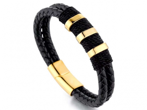 BC Jewelry Wholesale Leather Bracelet Stainless Steel And Leather Bracelet Jewelry NO.#SJ54B0201