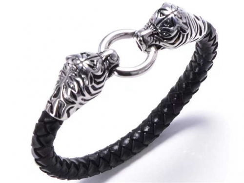 BC Jewelry Wholesale Leather Bracelet Stainless Steel And Leather Bracelet Jewelry NO.#SJ54B0208