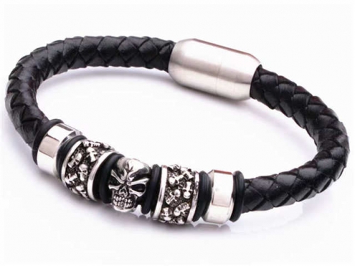 BC Jewelry Wholesale Leather Bracelet Stainless Steel And Leather Bracelet Jewelry NO.#SJ54B0226