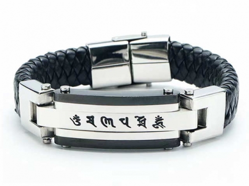 BC Jewelry Wholesale Leather Bracelet Stainless Steel And Leather Bracelet Jewelry NO.#SJ54B0130