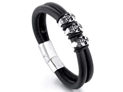 BC Jewelry Wholesale Leather Bracelet Stainless Steel And Leather Bracelet Jewelry NO.#SJ54B0184