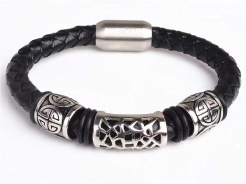 BC Jewelry Wholesale Leather Bracelet Stainless Steel And Leather Bracelet Jewelry NO.#SJ54B0216