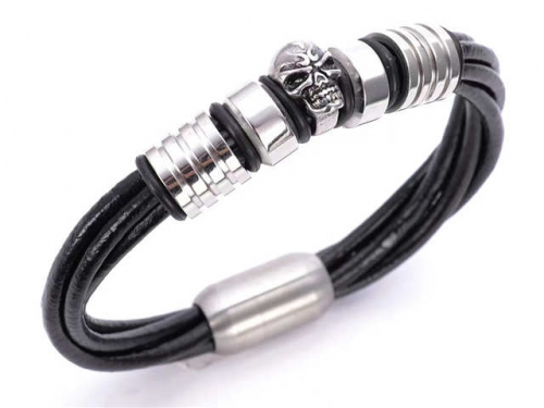 BC Jewelry Wholesale Leather Bracelet Stainless Steel And Leather Bracelet Jewelry NO.#SJ54B0212