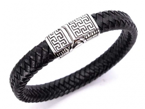 BC Jewelry Wholesale Leather Bracelet Stainless Steel And Leather Bracelet Jewelry NO.#SJ54B0117