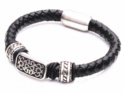 BC Jewelry Wholesale Leather Bracelet Stainless Steel And Leather Bracelet Jewelry NO.#SJ54B0233