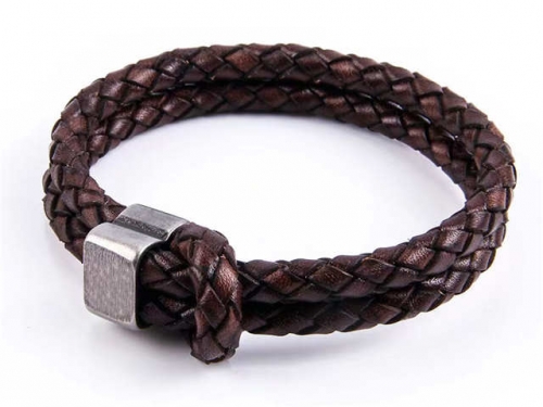 BC Jewelry Wholesale Leather Bracelet Stainless Steel And Leather Bracelet Jewelry NO.#SJ54B0155