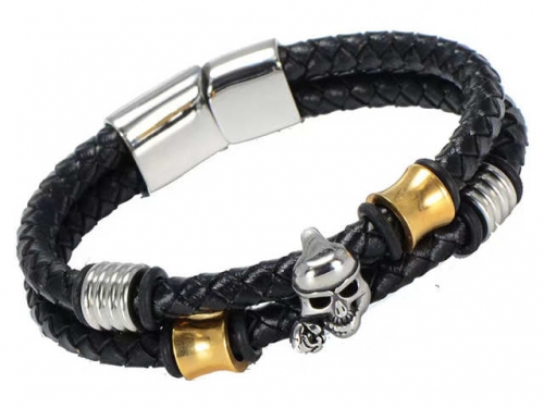 BC Jewelry Wholesale Leather Bracelet Stainless Steel And Leather Bracelet Jewelry NO.#SJ54B0203