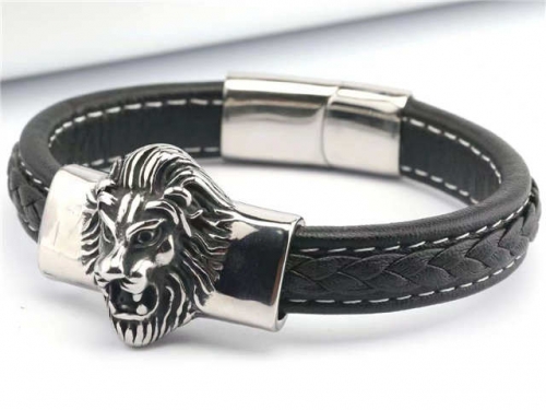 BC Jewelry Wholesale Leather Bracelet Stainless Steel And Leather Bracelet Jewelry NO.#SJ54B0151