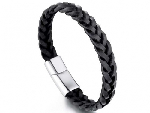 BC Jewelry Wholesale Leather Bracelet Stainless Steel And Leather Bracelet Jewelry NO.#SJ54B0175