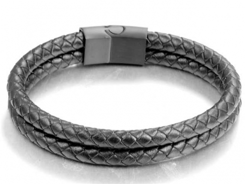 BC Jewelry Wholesale Leather Bracelet Stainless Steel And Leather Bracelet Jewelry NO.#SJ54B0195