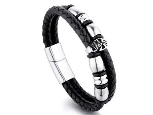 BC Jewelry Wholesale Leather Bracelet Stainless Steel And Leather Bracelet Jewelry NO.#SJ54B0181