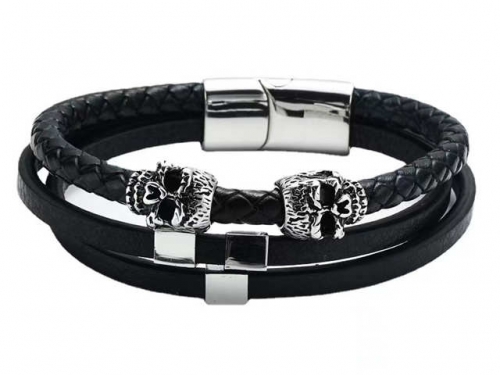 BC Jewelry Wholesale Leather Bracelet Stainless Steel And Leather Bracelet Jewelry NO.#SJ54B0134