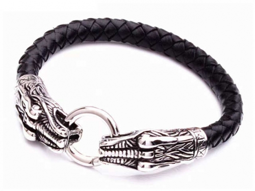 BC Jewelry Wholesale Leather Bracelet Stainless Steel And Leather Bracelet Jewelry NO.#SJ54B0222