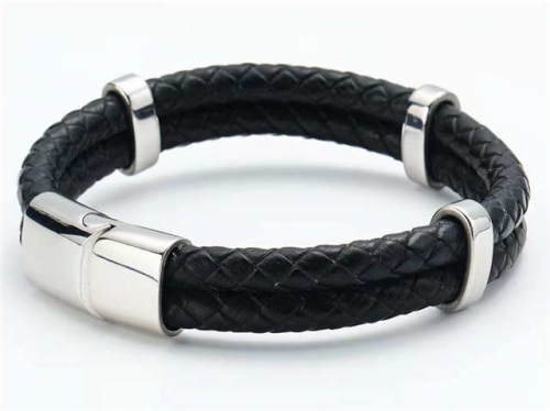 BC Jewelry Wholesale Leather Bracelet Stainless Steel And Leather Bracelet Jewelry NO.#SJ54B0150