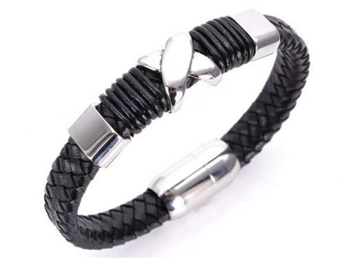 BC Jewelry Wholesale Leather Bracelet Stainless Steel And Leather Bracelet Jewelry NO.#SJ54B0211