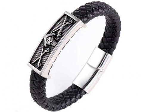 BC Jewelry Wholesale Leather Bracelet Stainless Steel And Leather Bracelet Jewelry NO.#SJ54B0166