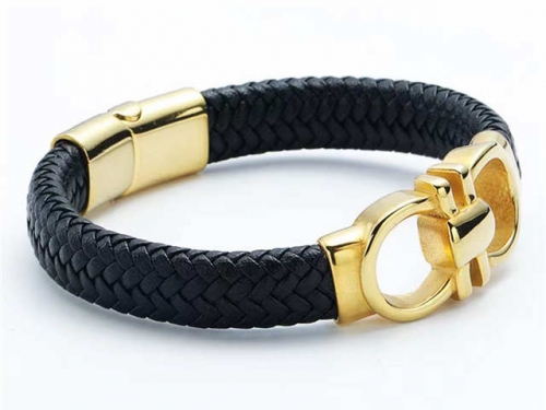 BC Jewelry Wholesale Leather Bracelet Stainless Steel And Leather Bracelet Jewelry NO.#SJ54B0125