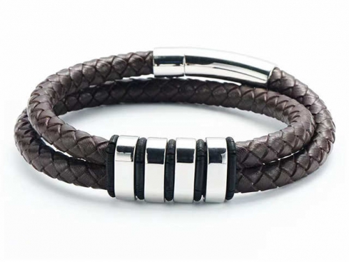 BC Jewelry Wholesale Leather Bracelet Stainless Steel And Leather Bracelet Jewelry NO.#SJ54B0136
