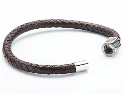 BC Jewelry Wholesale Leather Bracelet Stainless Steel And Leather Bracelet Jewelry NO.#SJ54B0149