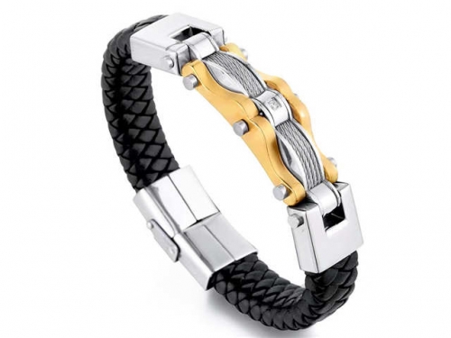 BC Jewelry Wholesale Leather Bracelet Stainless Steel And Leather Bracelet Jewelry NO.#SJ54B0245