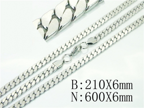 BC Wholesale Jewelry Sets Stainless Steel 316L Necklace Bracelet Set NO.#BC61S0643PR