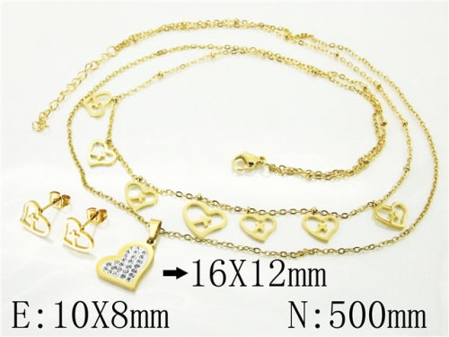 BC Wholesale Jewelry Sets 316L Stainless Steel Jewelry Earrings Necklace Sets NO.#BC89S0516OLW