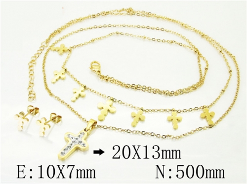 BC Wholesale Jewelry Sets 316L Stainless Steel Jewelry Earrings Necklace Sets NO.#BC89S0527OLT