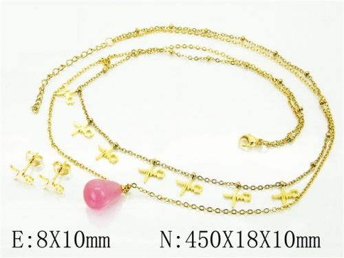 BC Wholesale Jewelry Sets 316L Stainless Steel Jewelry Earrings Necklace Sets NO.#BC71S0104PLT