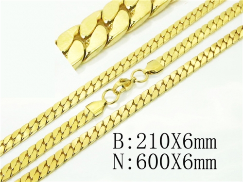 BC Wholesale Jewelry Sets Stainless Steel 316L Necklace Bracelet Set NO.#BC61S0644HJO