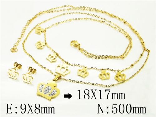 BC Wholesale Jewelry Sets 316L Stainless Steel Jewelry Earrings Necklace Sets NO.#BC89S0526OLF