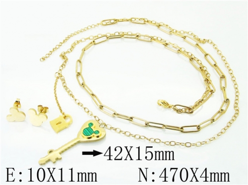 BC Wholesale Jewelry Sets 316L Stainless Steel Jewelry Earrings Necklace Sets NO.#BC71S0050PLD
