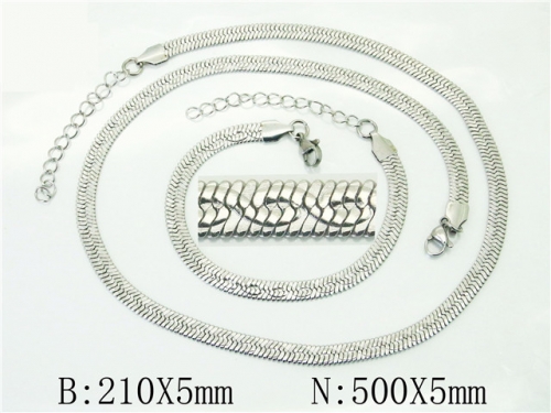 BC Wholesale Jewelry Sets Stainless Steel 316L Necklace & Bracelet Set NO.#BC40S0525OLD