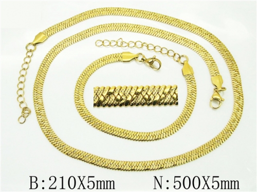 BC Wholesale Jewelry Sets Stainless Steel 316L Necklace & Bracelet Set NO.#BC40S0532HIL